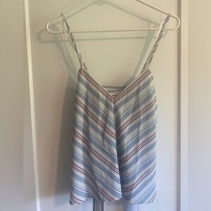 Red white and blue v neck criss cross back with bow tank top